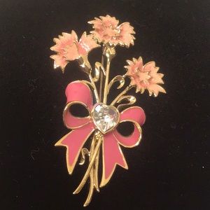 Vintage Bob Mackie Enamel Pink Floral Bouquet Pin.
